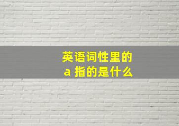 英语词性里的a 指的是什么